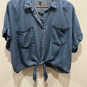 Cropped Jean button down shirt